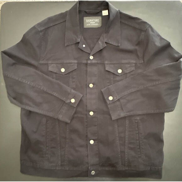 Levis Signature Trucker Jacket Mens 2XL Black Denim Button Up XXL Classic Fit - Picture 4 of 11